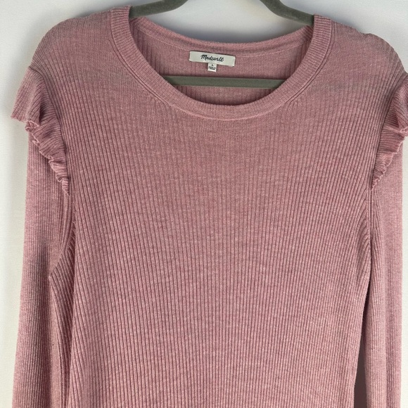 Madewell Pink Ribbed Knit Long Sleeve Shirt Top - Picture 7 of 10